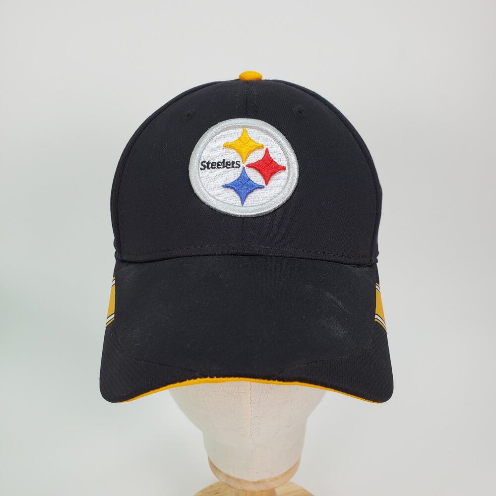 Reebok Pittsburgh Steelers NFL Onfield Hat Black Gold Curved Brim Cap Mens